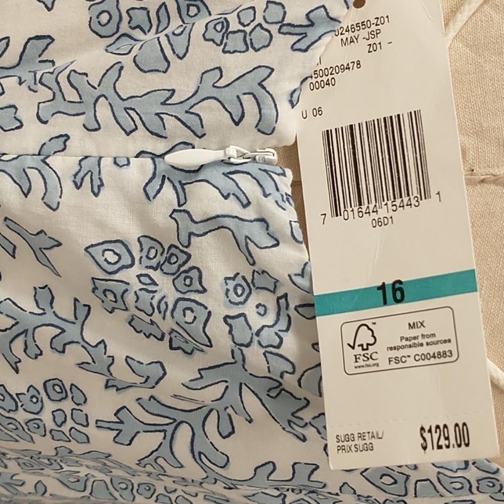 Cotton Block Print Summer Dress Wedgewood Blue & White Lined Midi Tiered Skirt - Picture 5 of 9
